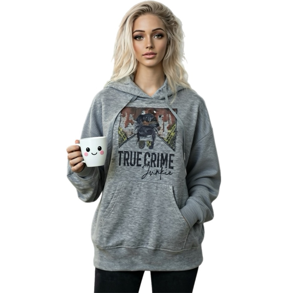 True Crime Junkie Grey Hooded Sweatshirt